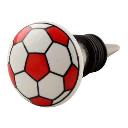 Red Football Pattern Ceramic Wine Stopper 
